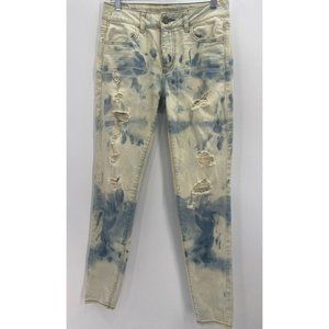 "AMERICAN EAGLE " ACID WASH DISTRESSED HIGH RISE SKINNY WOMEN'S JEGGINGS JEANS 2